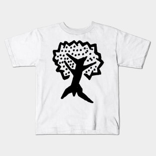 Black and White Apple Tree Doodle Art Kids T-Shirt